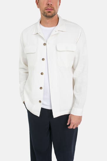 SELECTED Leinenmix-Hemd offwhite