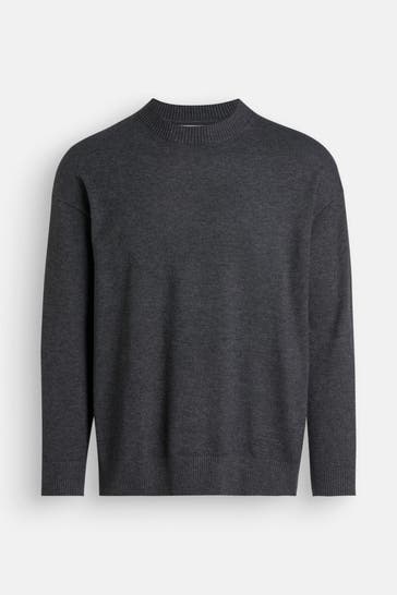 CALVIN KLEIN Wollmix-Strickpullover dunkelgrau