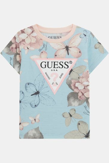 GUESS T-Shir hellblau gemustert