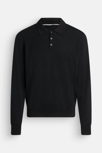 7 FOR ALL MANKIND Polo-Langarm schwarz
