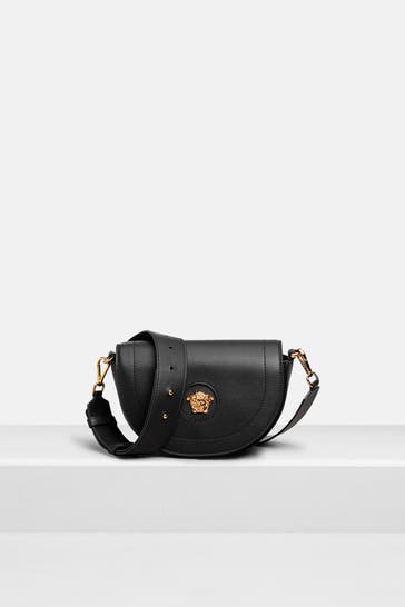 VERSACE Leder-Umhängetasche schwarz