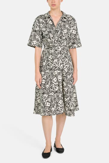 TOMMY HILFIGER Leinenmix-Kleid gemustert