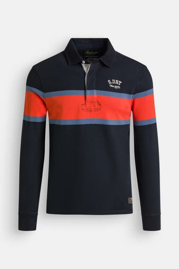 SUPERDRY Langarm-Polo gestreift
