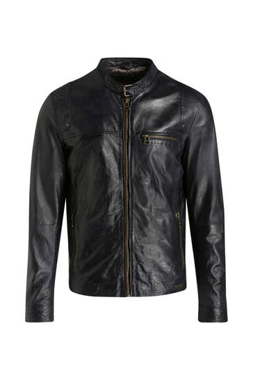 MAZE Lederjacke 'Puckham' dunkelblau