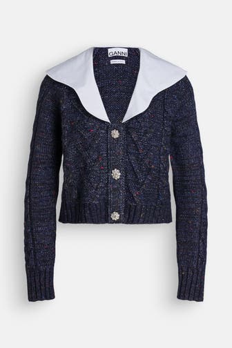 GANNI Strickjacke dunkelblau meliert