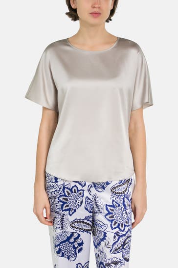 HERZENSANGELEGENHEIT Seidenmix-Shirt silber