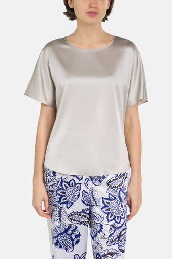 HERZENSANGELEGENHEIT Seidenmix-Shirt silber