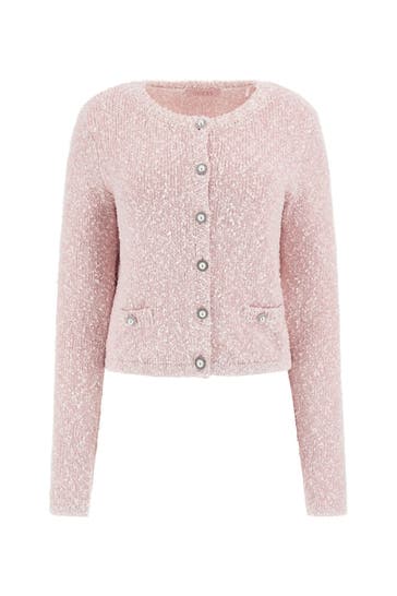 GUESS Bouclé-Strickjacke rosa