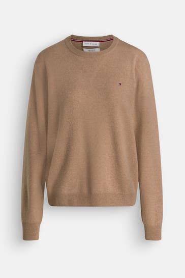 TOMMY HILFIGER Wollmix-Pullover 'Cash' hellbraun