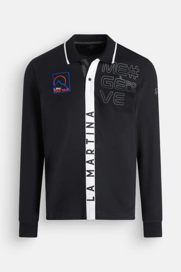 LA MARTINA Langarm-Polo schwarz