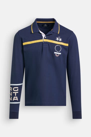 LA MARTINA Langarm-Polo dunkelblau