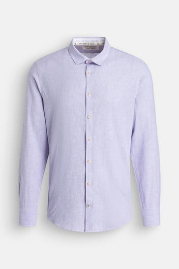 COLOURS & SONS Leinenmix-Hemd flieder