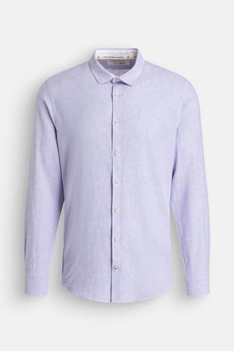COLOURS & SONS Leinenmix-Hemd flieder