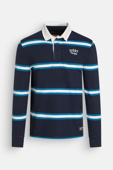 SUPERDRY Langarm-Polo gestreift 