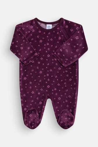 SANETTA Strampler aubergine gemustert