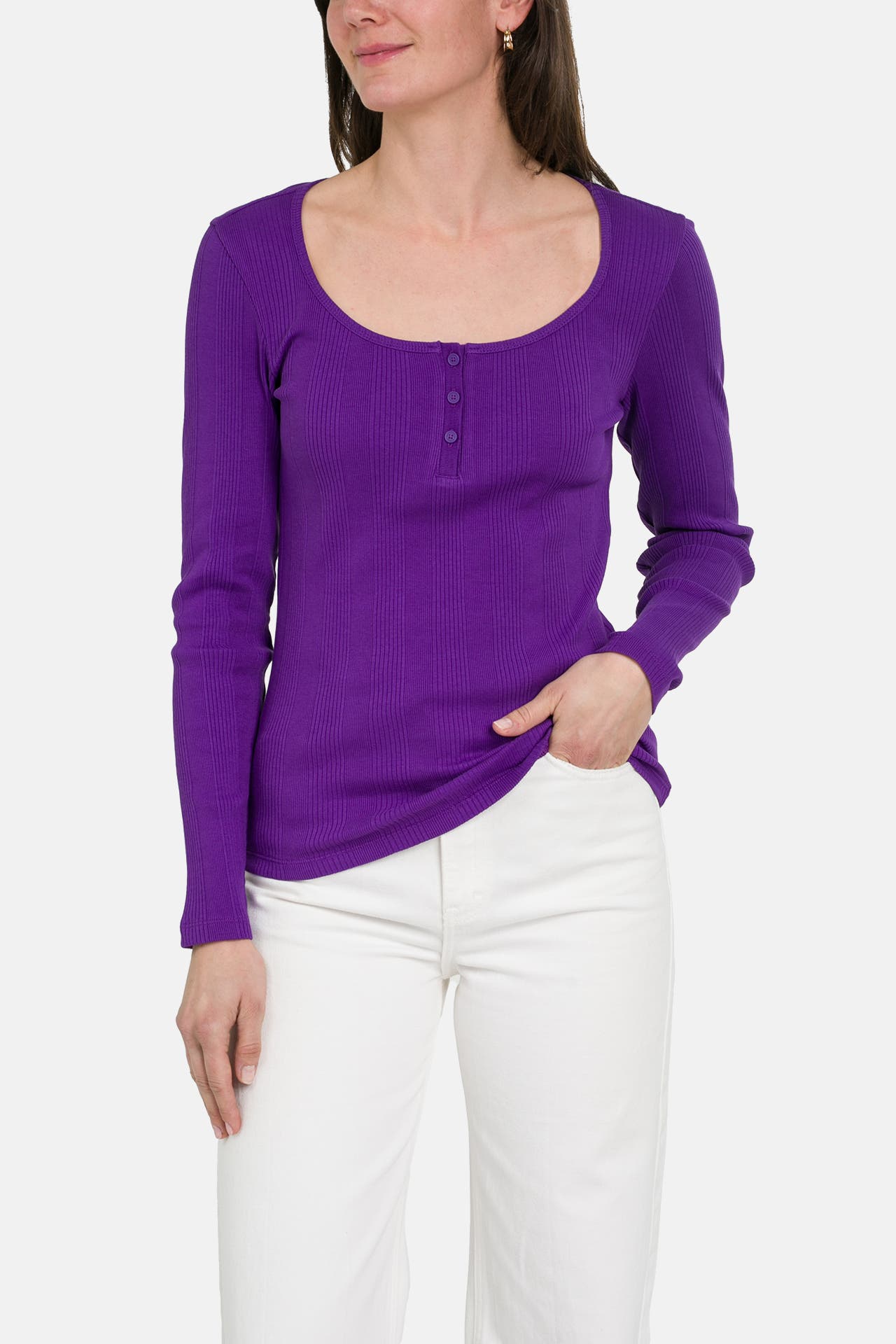 MARC O'POLO DENIM Longsleeve dunkelila, Bild 1