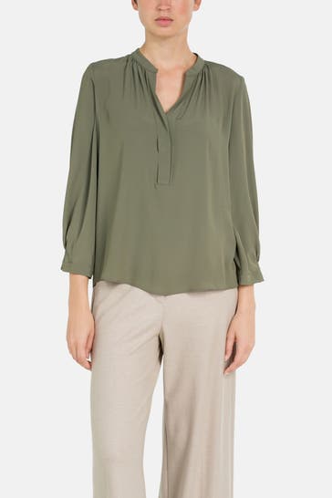 LUISA CERANO Seidenmix-Blusenshirt graugrün