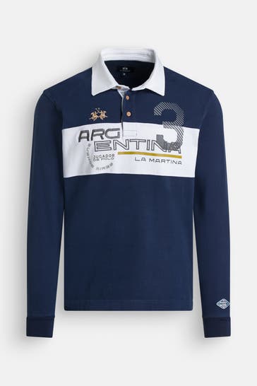 LA MARTINA Long sleeve Polo Shirt dark blue