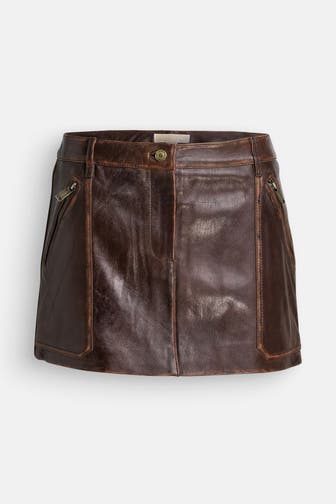 MICHAEL MICHAEL KORS Leder-Rock dunkelbraun