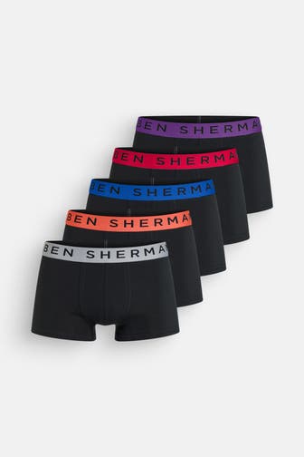 BEN SHERMAN 5er-Pack Boxer Trunks 'Mark' schwarz