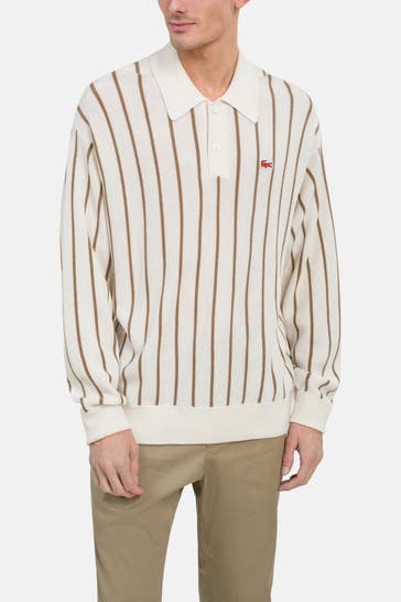 LACOSTE Langarm-Polo gestreift