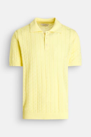 WOOL & CO Polo-Shirt zitronengelb
