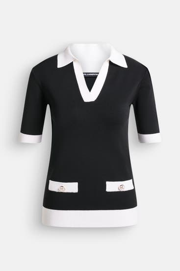 KARL LAGERFELD - Strickshirt zweifarbig