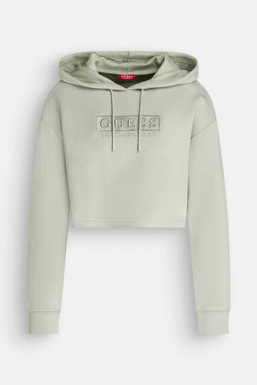 GUESS Crop-Hoodie graugrün