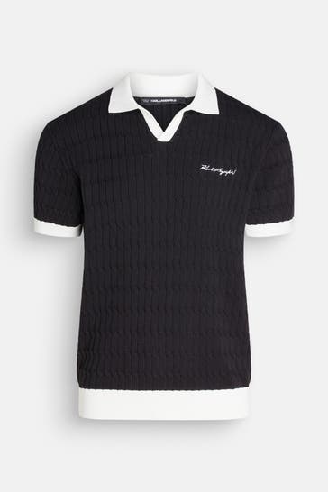 KARL LAGERFELD Strick-Polo schwarz