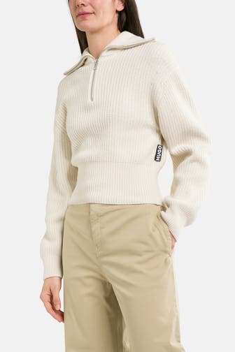 HUGO Wollmix-Strickpullover offwhite