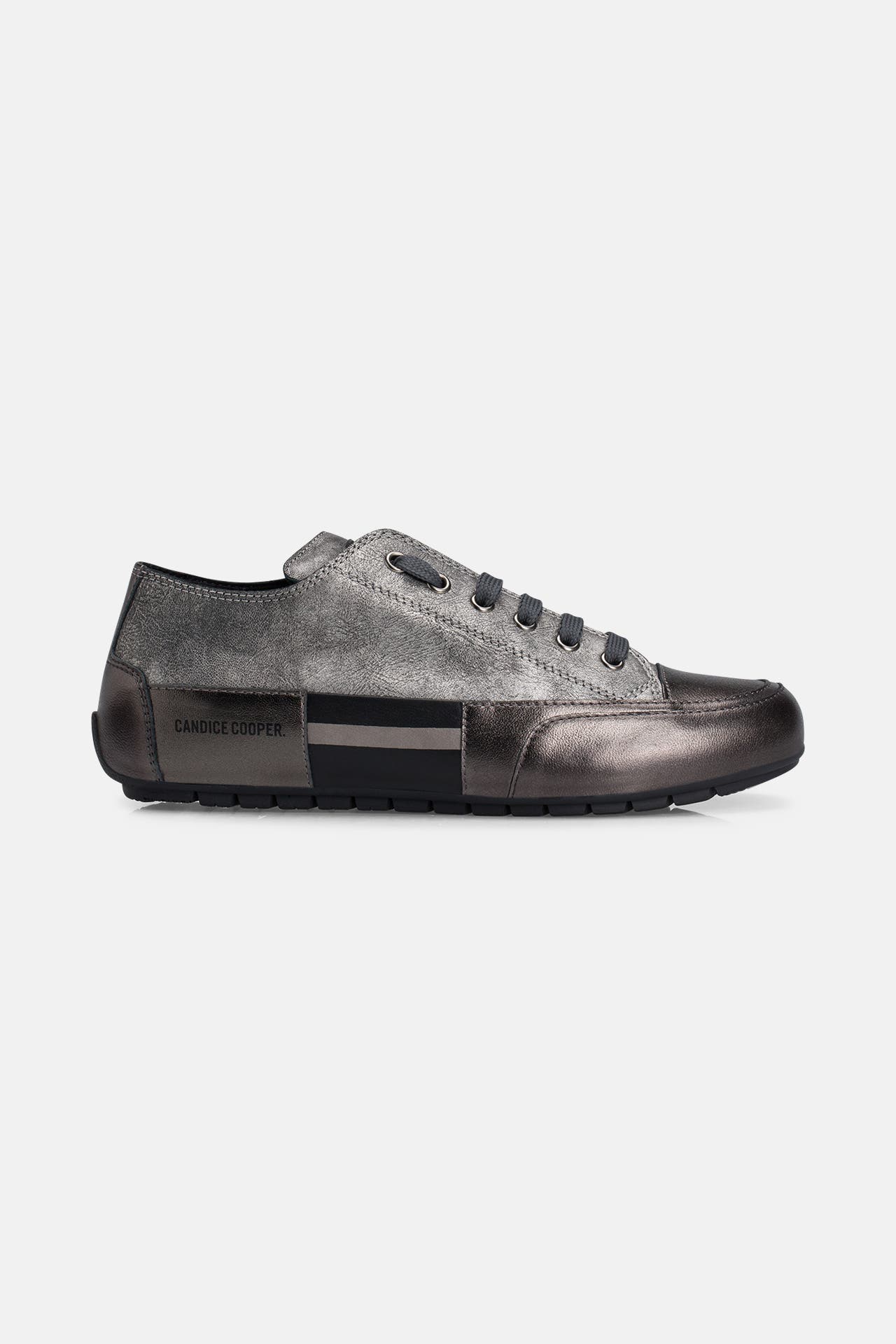 Candice Cooper Rock Patch S-Sneakers In Pelle Donna, Colore Argento, Taglia 45, Suola In Gomma E Plantare Estraibile