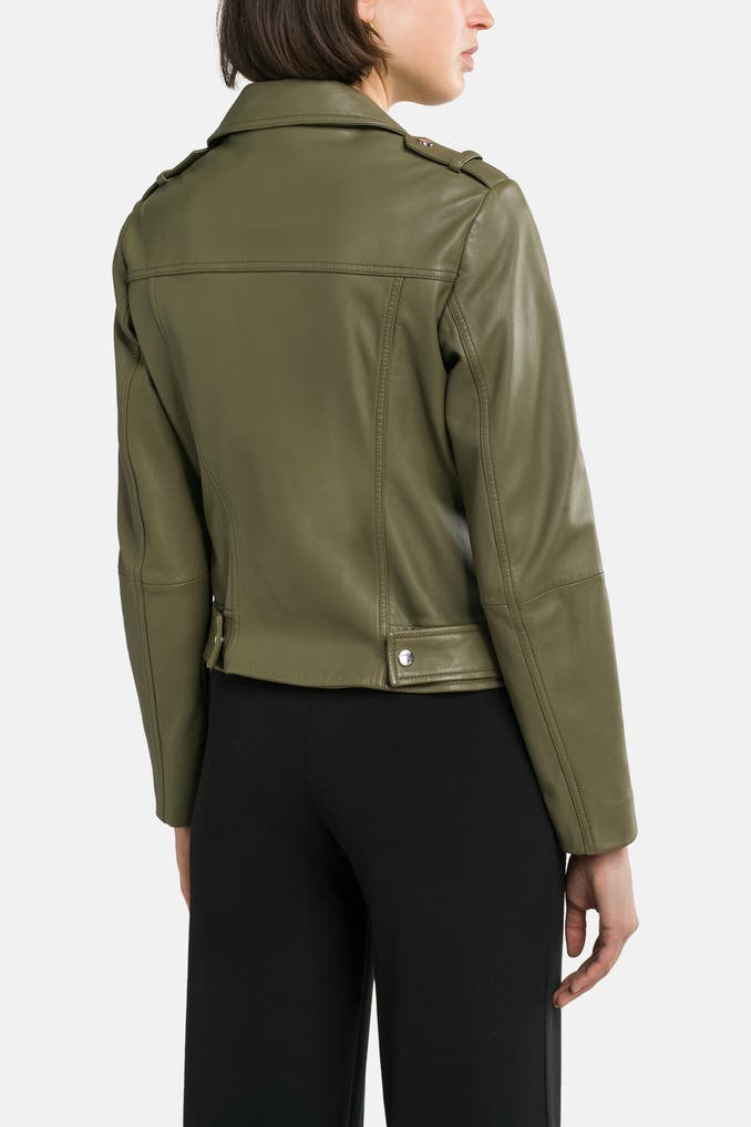 BOSS ORANGE Lederjacke 'Sameli' oliv » günstig online kaufen | Outletcity