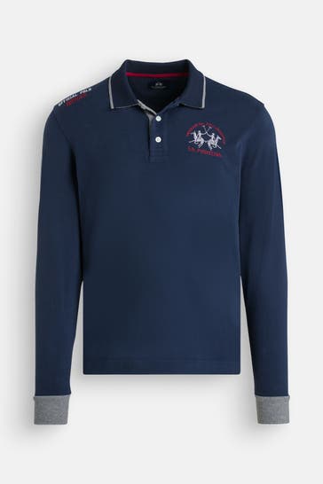 LA MARTINA Langarm-Polo marine