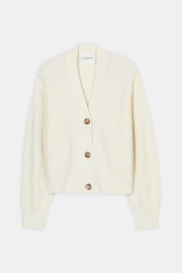 CLOSED Wollmix-Strickjacke ecru