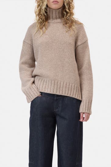 CLOSED Rollkragen-Wollpullover beige