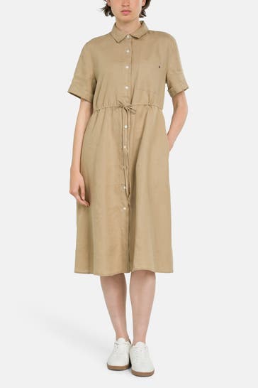 TOMMY HILFIGER Leinenkleid hellbraun