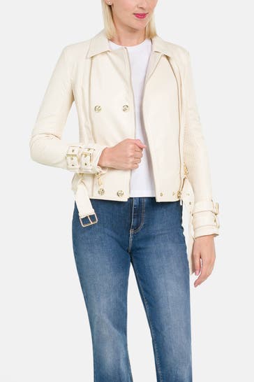 GUESS Kunstlederjacke 'Myla' ecru
