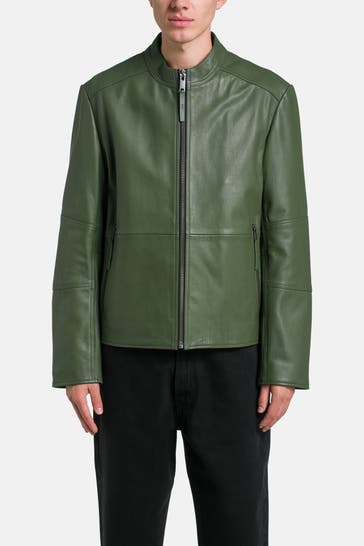 HUGO Lederjacke 'Lokis' dunkelgrün