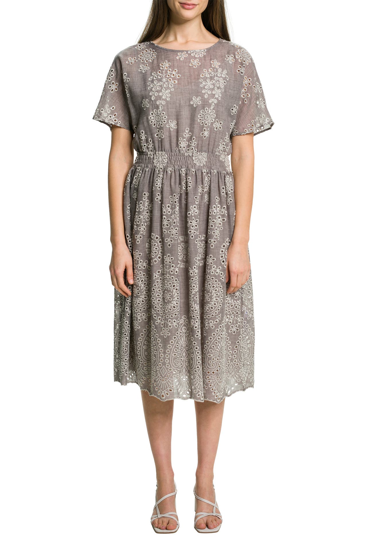 Luisa Cerano Blue Floral Lily Print Ramie Dress 758294 3363 2403 main image 1