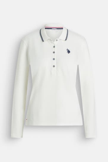 U.S. POLO ASSN. Langarm-Polo weiß