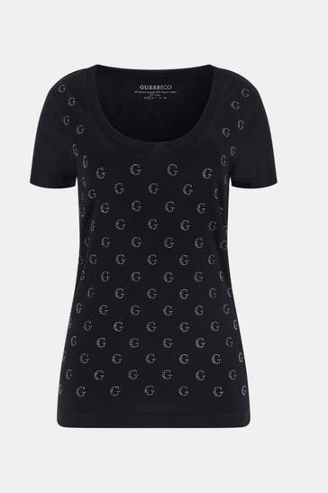GUESS T-Shirt 'Embellish' schwarz