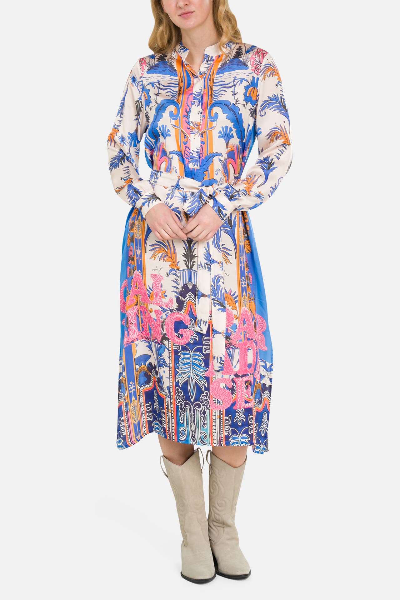 MISS GOODLIFE Blusenkleid 'Blue Hour' gemustert, Bild 1
