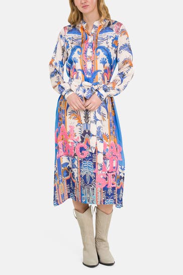 MISS GOODLIFE Blusenkleid 'Blue Hour' gemustert