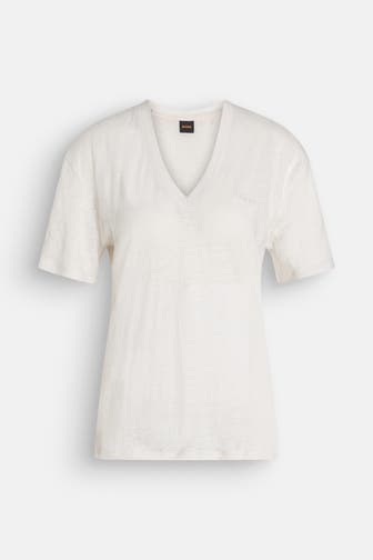 BOSS ORANGE Leinen-Shirt 'Ela' beige