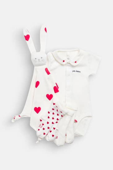 PETIT BATEAU Set: Body, Socken und Kuscheltuch