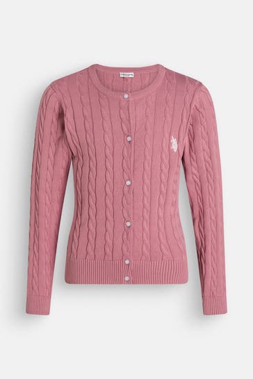 U.S. POLO ASSN. Strickjacke dunkelrosa