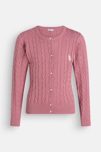 U.S. POLO ASSN. Strickjacke dunkelrosa