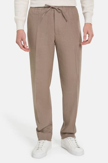 J.LINDEBERG Leinen-Stoffhose 'Soren' hellbraun