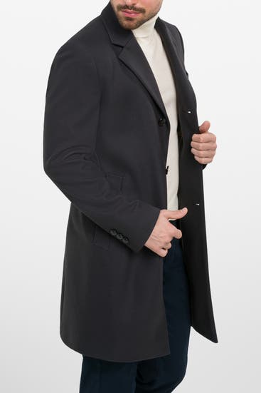 BOSS - Wollmix-Mantel schwarzblau