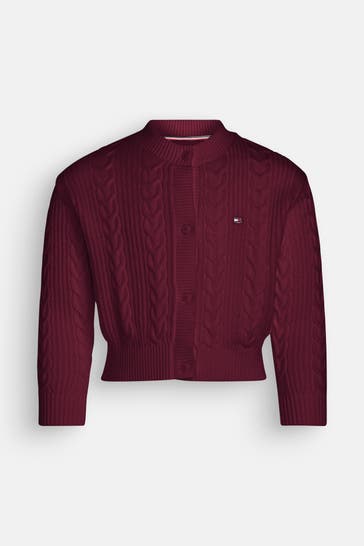TOMMY HILFIGER Strickjacke weinrot